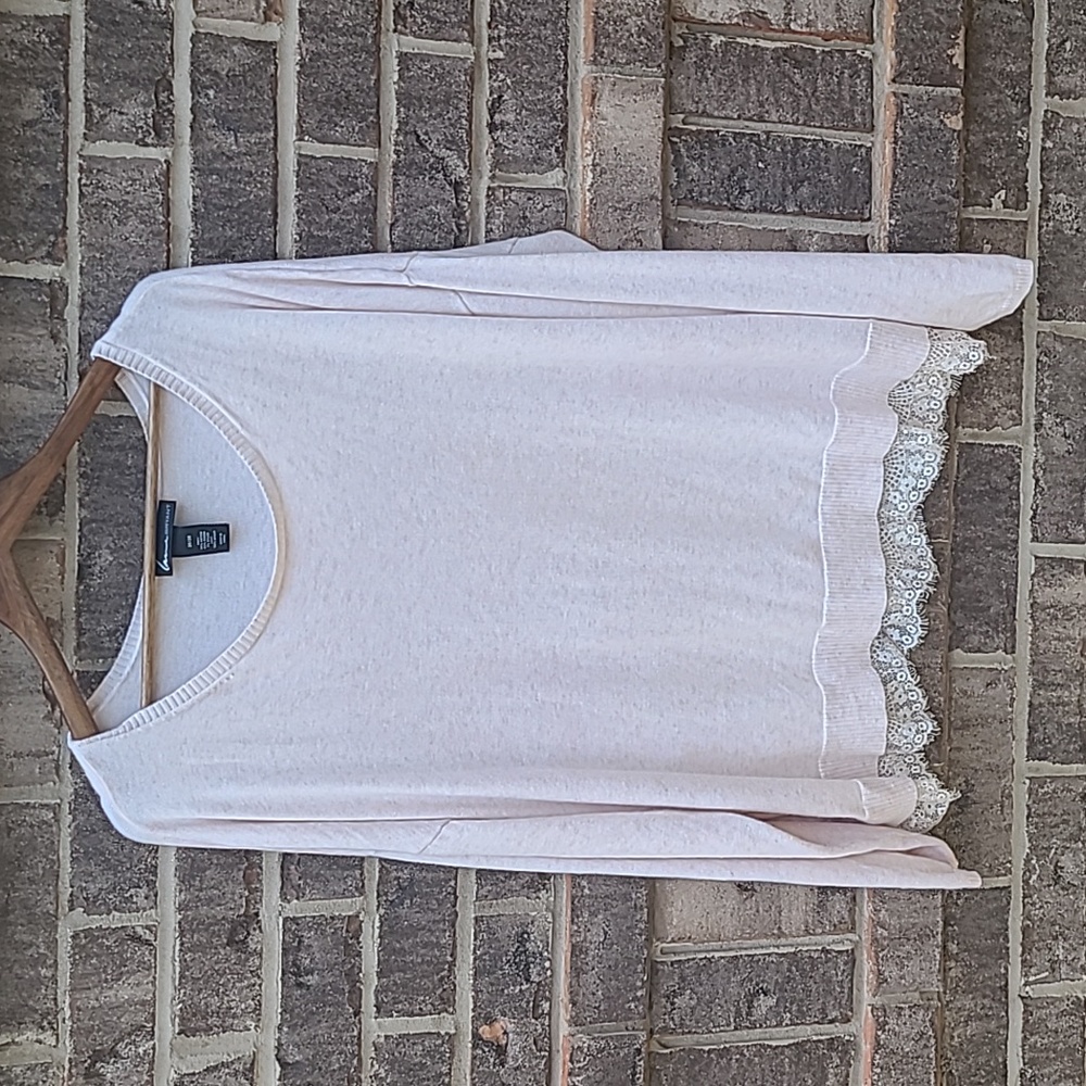 Lane Bryant Oatmeal Colored Sweater with Lace size 26/28